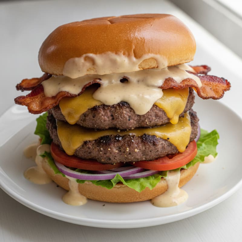 Double Bacon Cheeseburger with Secret Sauce