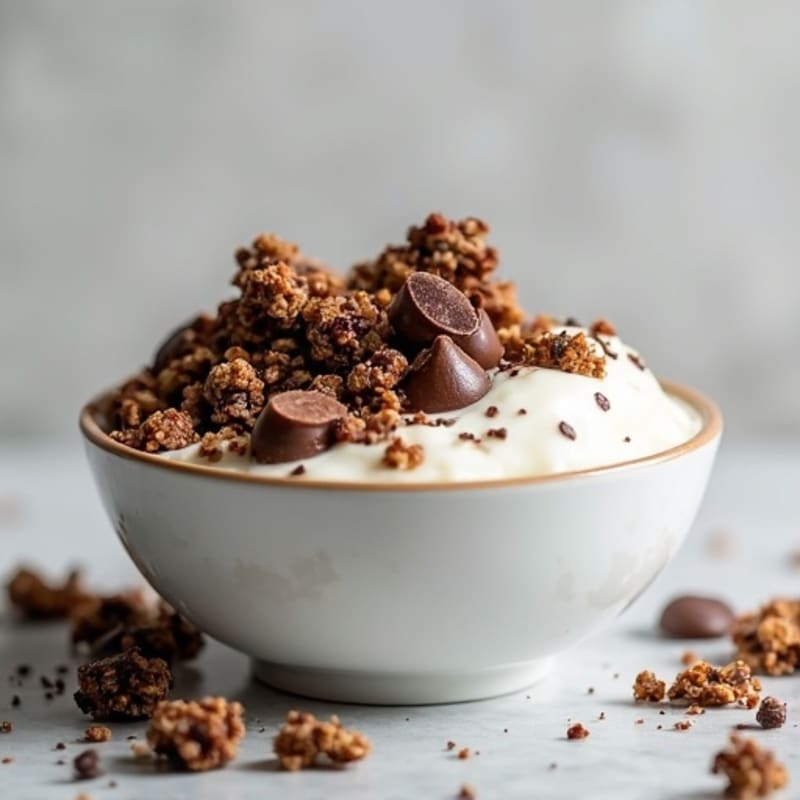 Creamy Greek Yogurt Bowl with Crunchy Chocolate Cookie Granola