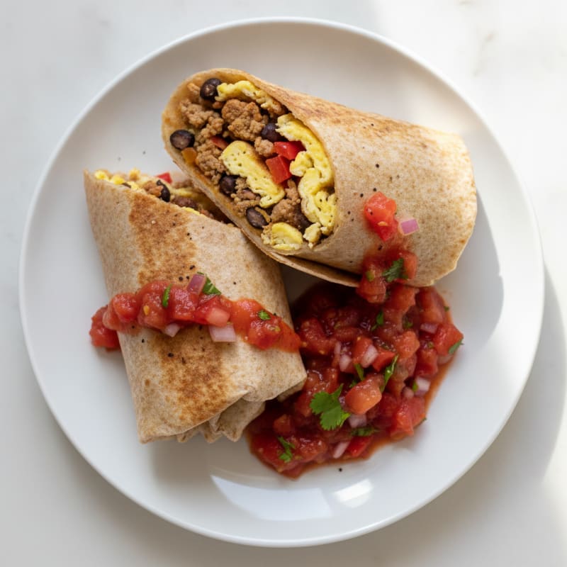 Loaded Breakfast Burrito with Salsa