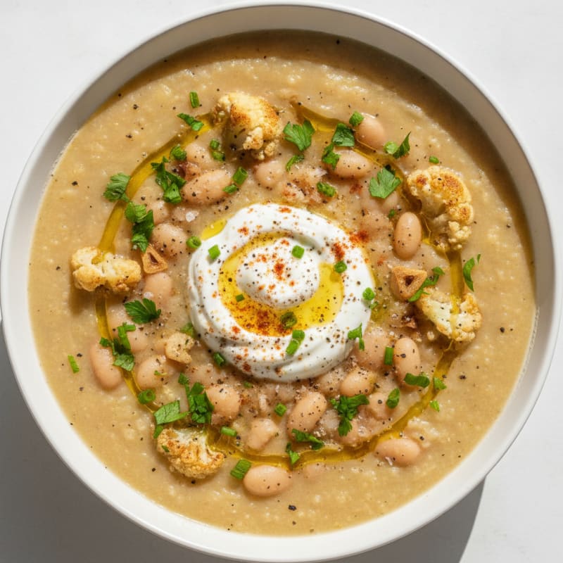 Roasted Cauliflower and White Bean Soup