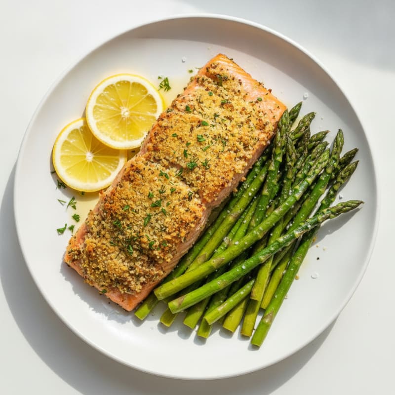 Herb-Crusted Salmon with Roasted Asparagus