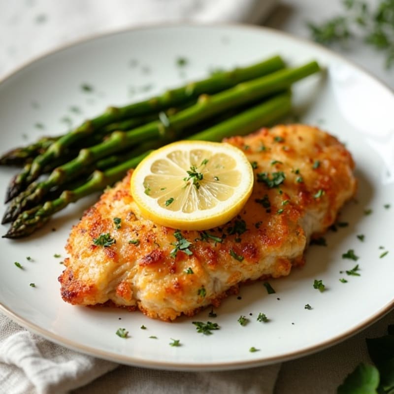 Crispy Lemon-Herb Chicken with Roasted Asparagus