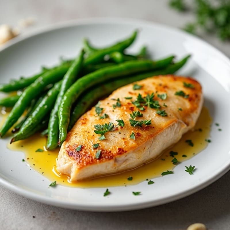 Lemon Garlic Pan-Seared Chicken with Tender Green Beans