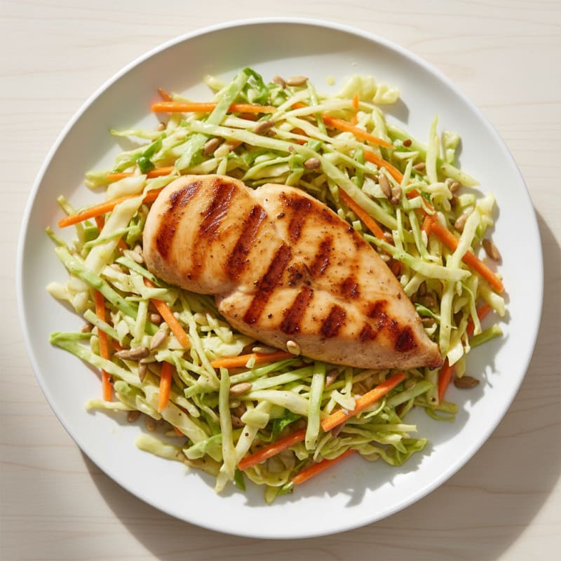 Grilled Chicken Breast with Crunchy Cabbage Slaw
