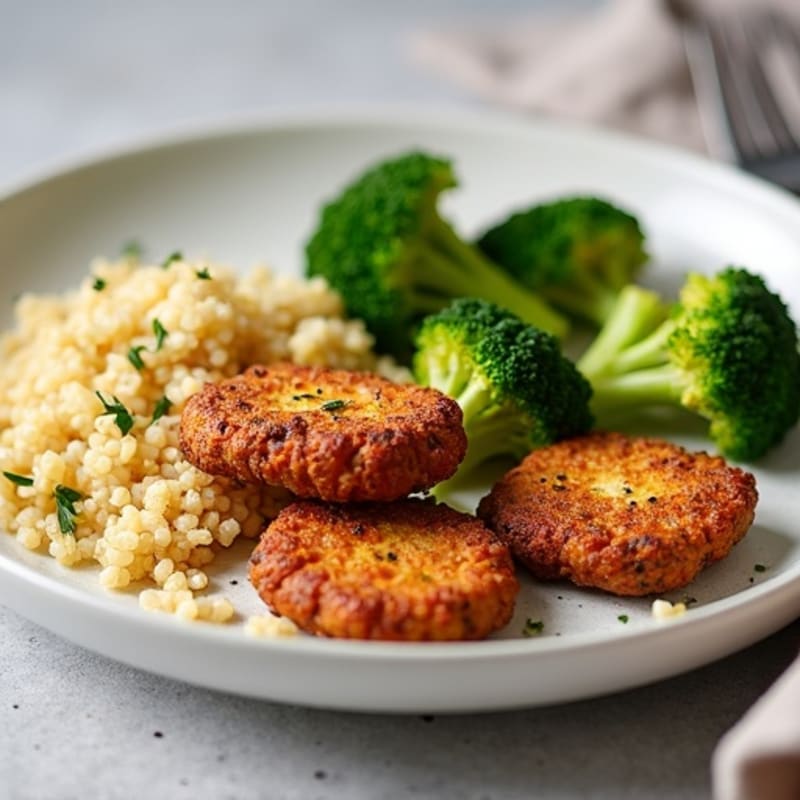 Crispy Baked Tempeh with Quinoa and Roasted Broccoli
