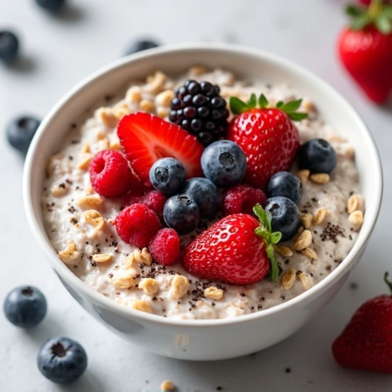 Creamy Overnight Oats with Berries and Chia Seeds