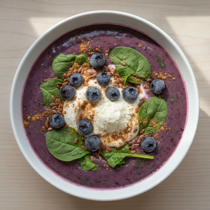 Blueberry Spinach Smoothie with Flax