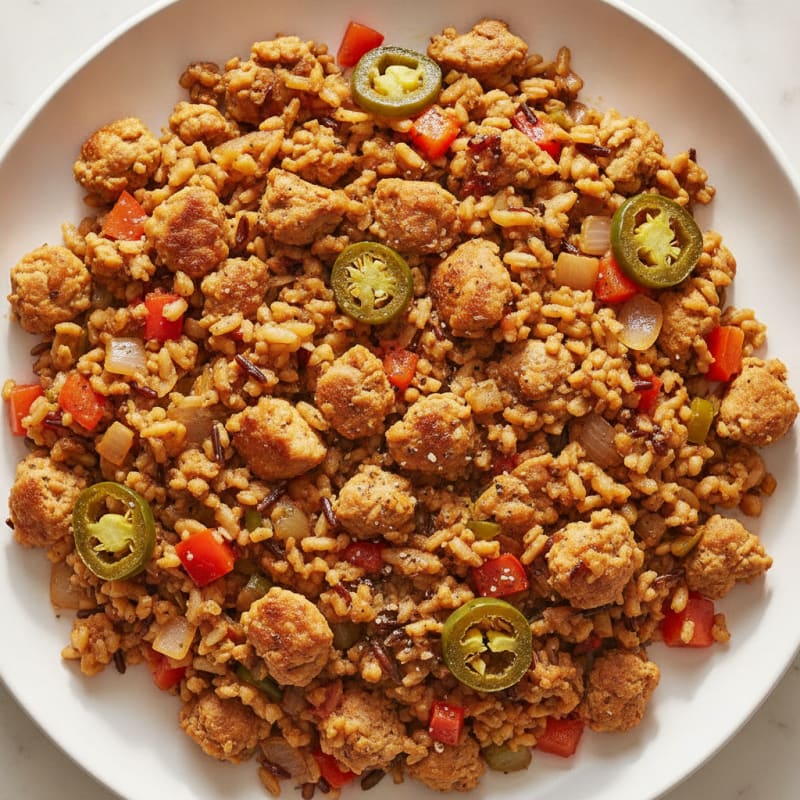 Spicy Ground Chicken Wild Rice Skillet