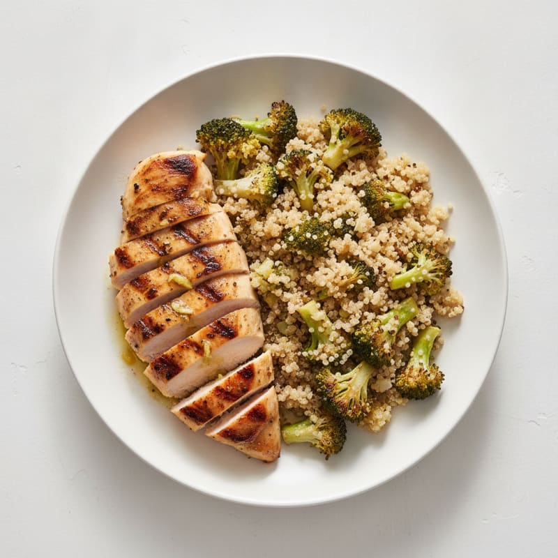 Grilled Chicken Breast with Roasted Broccoli and Quinoa