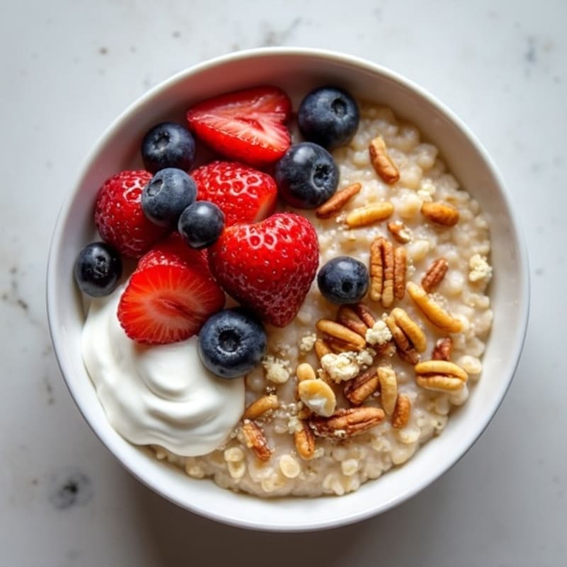 Creamy Oatmeal with Fresh Berries and Toasted Nuts