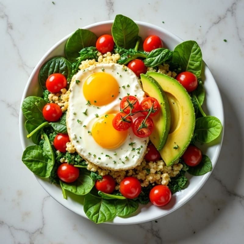 Egg White and Spinach Scramble with Cottage Cheese and Cherry Tomatoes