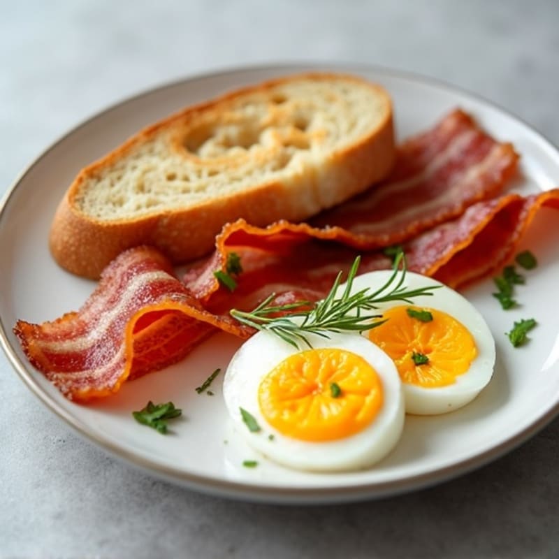 Protein-Packed Hard-Boiled Egg and Crispy Bacon Plate with Sourdough Toast