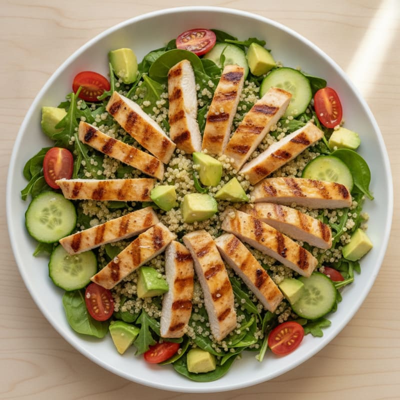 Grilled Chicken and Quinoa Salad with Fresh Greens