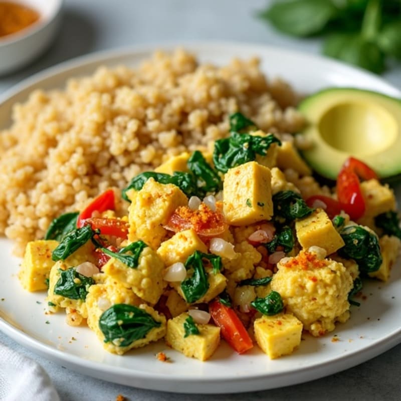 Creamy Tofu Scramble with Spinach and Quinoa