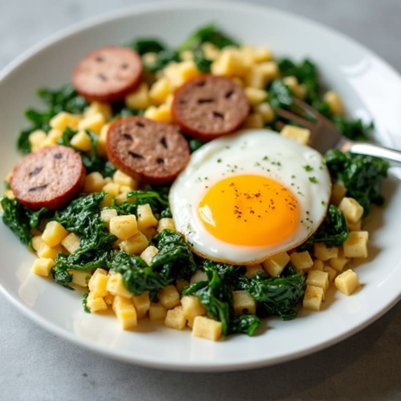 Cottage Cheese Scramble with Spinach and Turkey Sausage