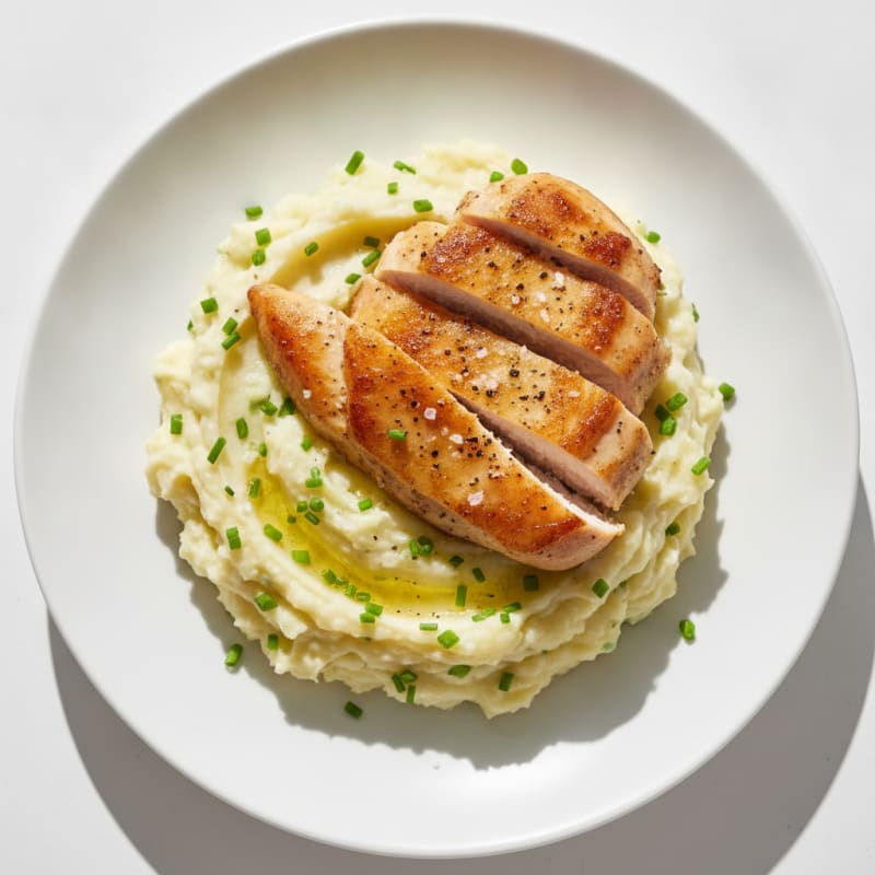 Buttery Garlic Mashed Potatoes with Pan-Seared Chicken