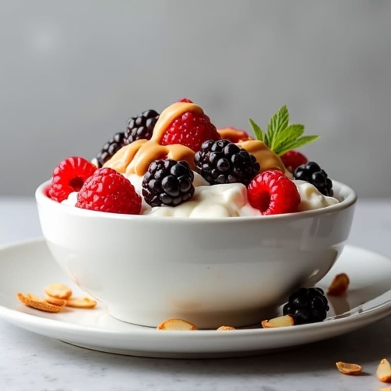 Silky Greek Yogurt Protein Bowl with Mixed Berries and Almond Butter