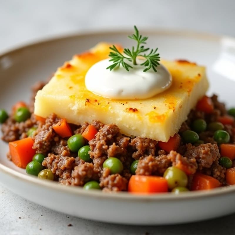 Lean Ground Beef and Vegetable Shepherd's Pie with Creamy Potato Topping