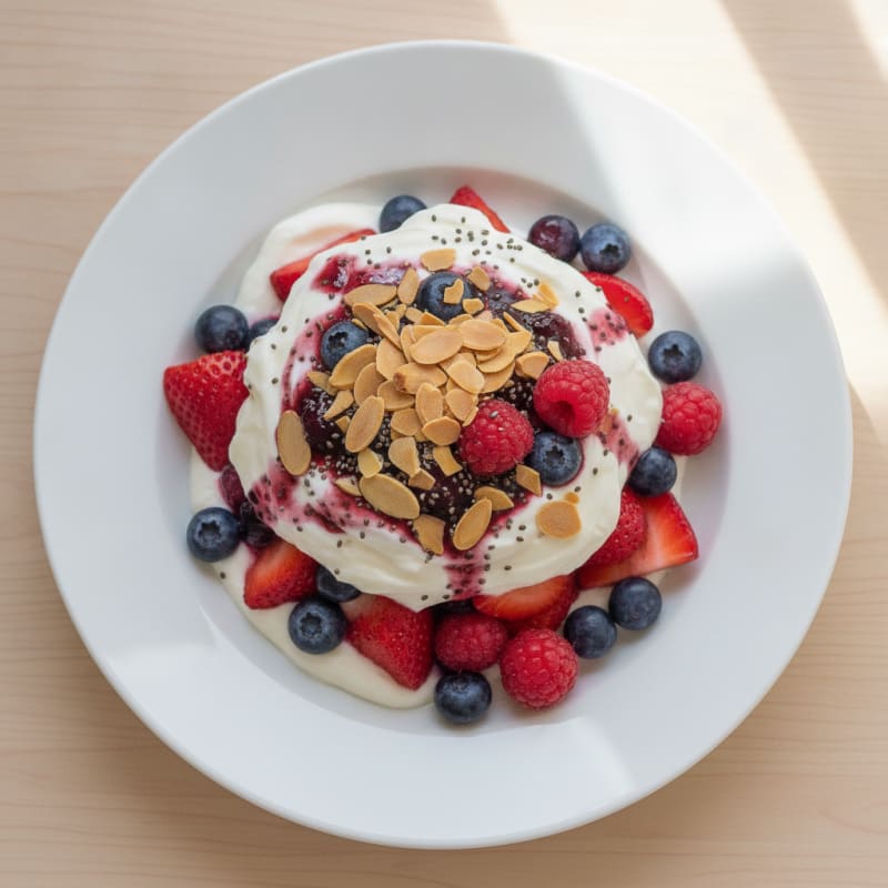 Greek Yogurt Protein Parfait with Mixed Berries