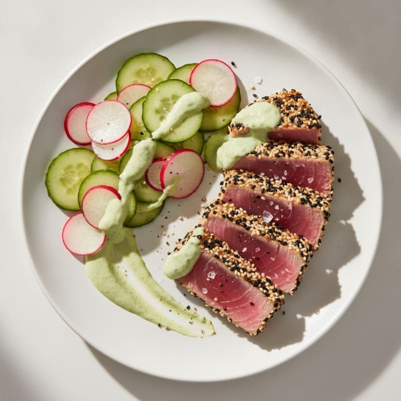 Pan-Seared Ahi Tuna with Wasabi Mayo