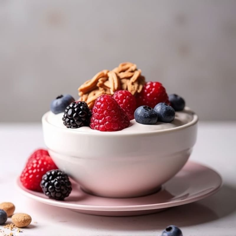 Greek Yogurt Protein Mousse with Mixed Berries