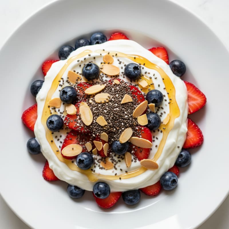 Greek Yogurt Parfait with Fresh Berries and Chia Seeds