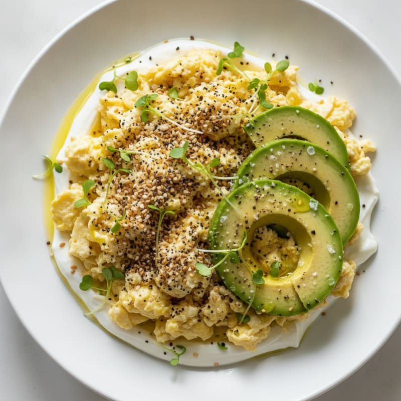 Savory Avocado and Scrambled Egg White Yogurt Bowl