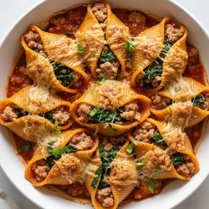 Baked Spinach Ricotta Stuffed Shells