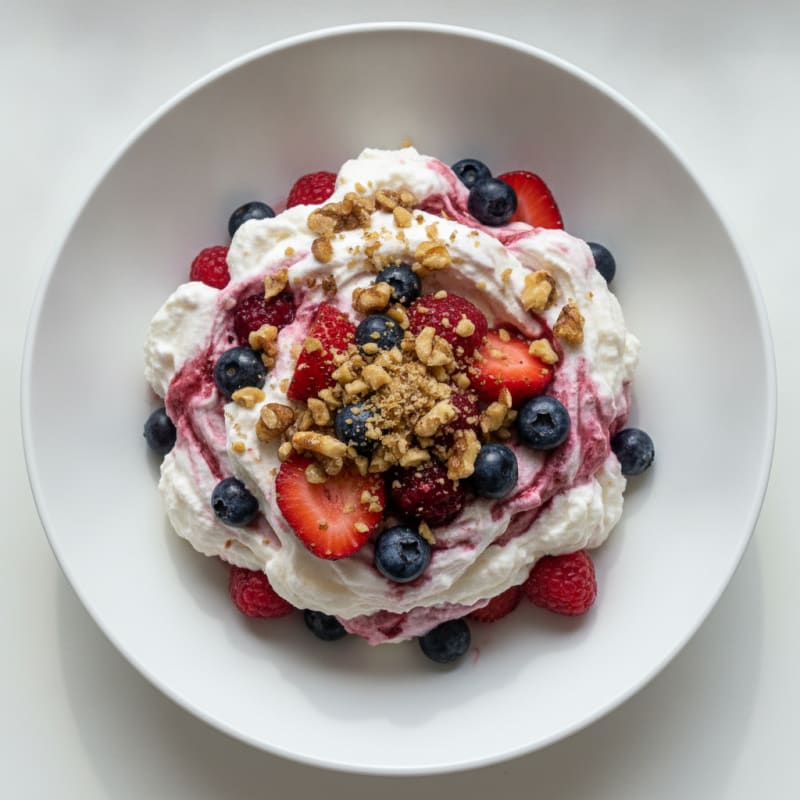Greek Yogurt Protein Mousse with Mixed Berries