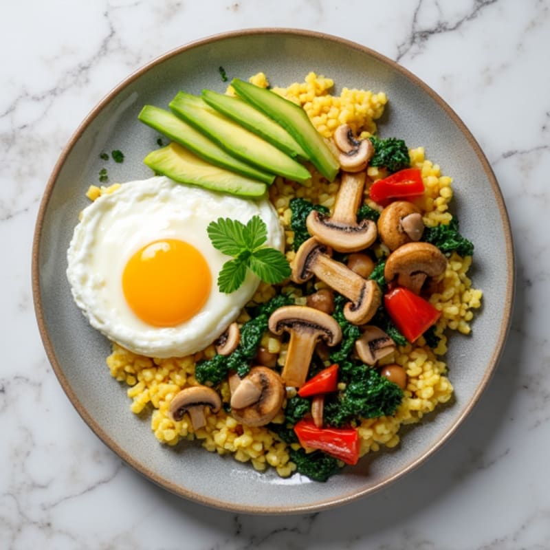 Egg White Veggie Scramble with Spinach and Mushrooms