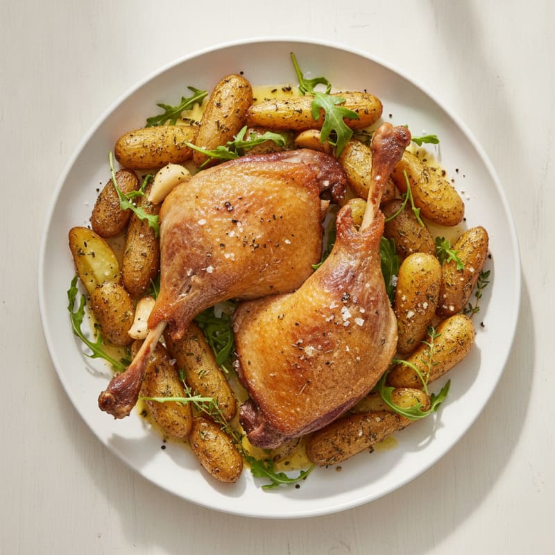 Crispy Duck Confit with Herb-Roasted Potatoes