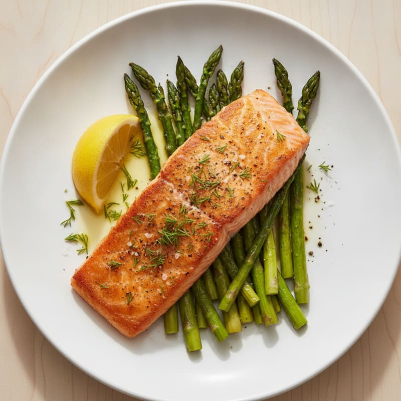 Pan-Seared Salmon with Roasted Asparagus