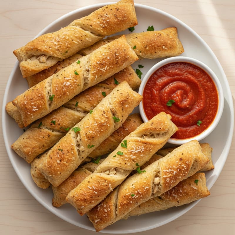 Garlic Parmesan Breadsticks with Marinara
