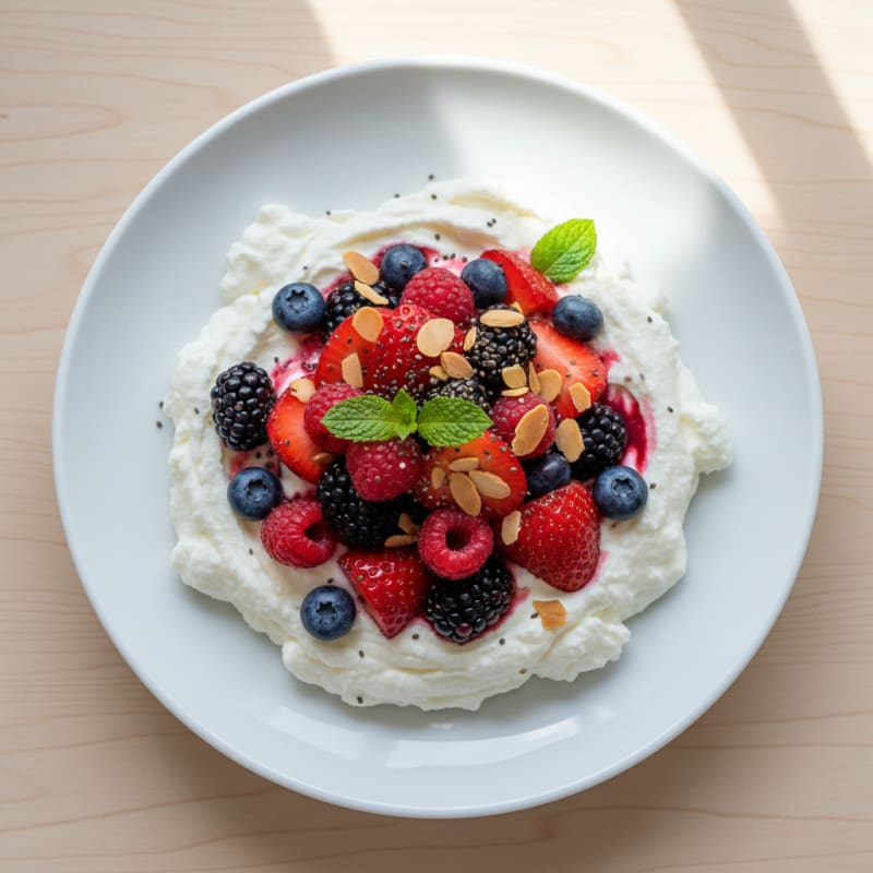 Greek Yogurt Protein Mousse with Mixed Berries