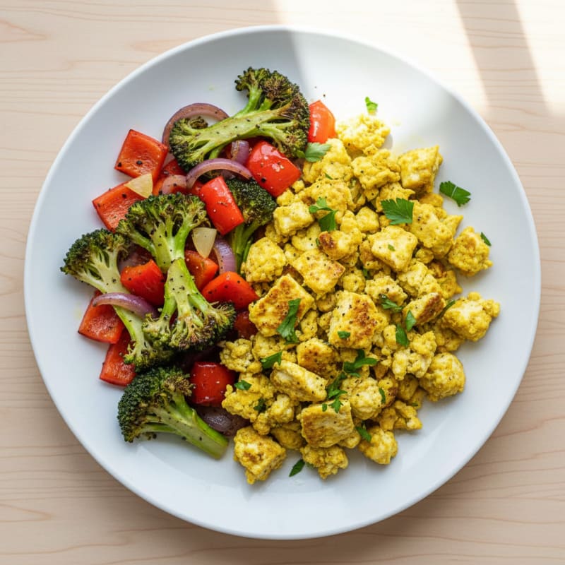 Zesty Herb Tofu Scramble with Roasted Vegetables