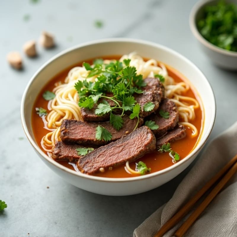 Lean Beef with Aromatic Broth, Silky Rice Noodles, and Fresh Herbs