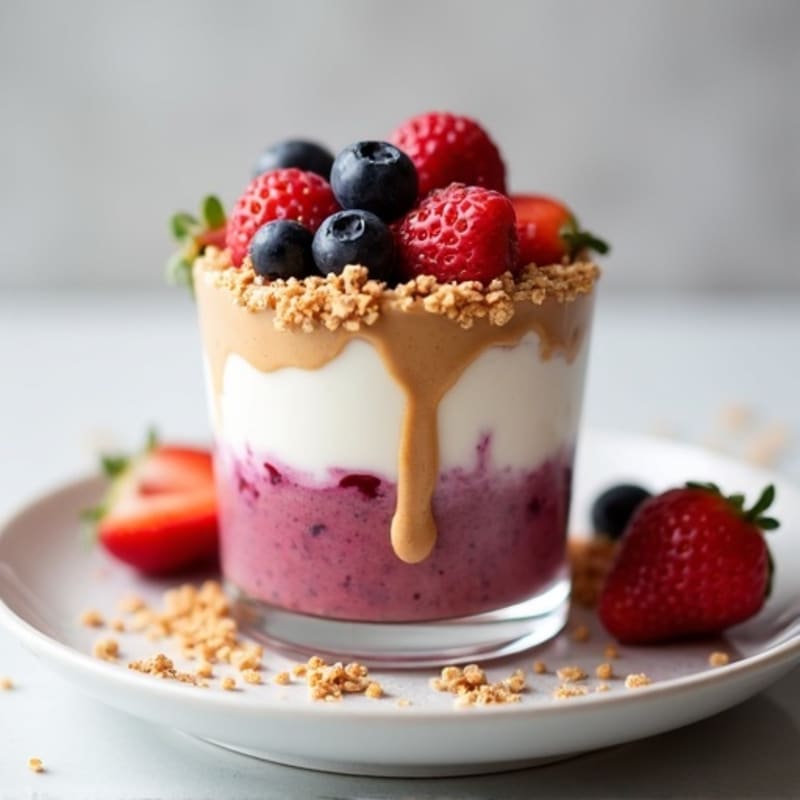 Greek Yogurt Protein Parfait with Berries and Almond Butter