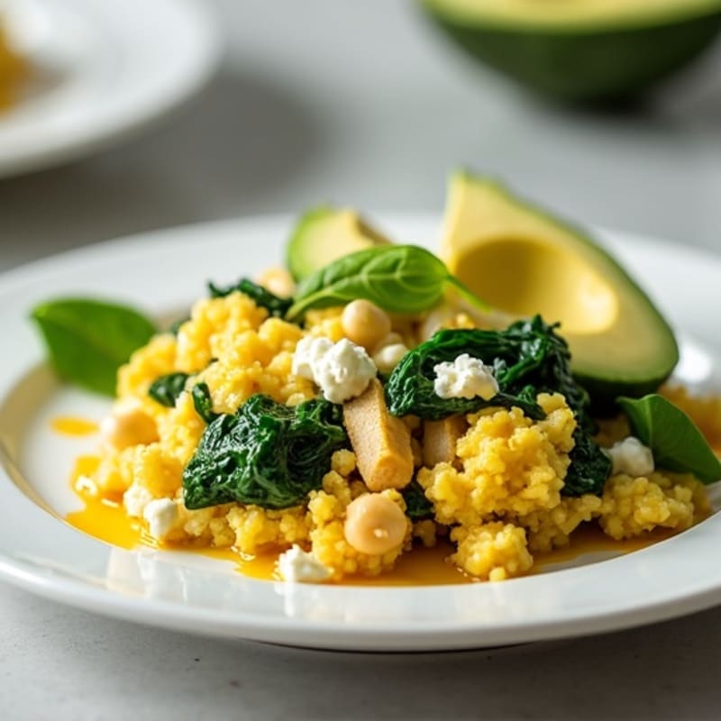 Egg White and Turkey Spinach Scramble with Cottage Cheese