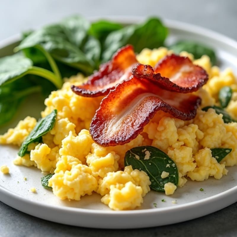 Cottage Cheese Scramble with Spinach and Turkey Bacon