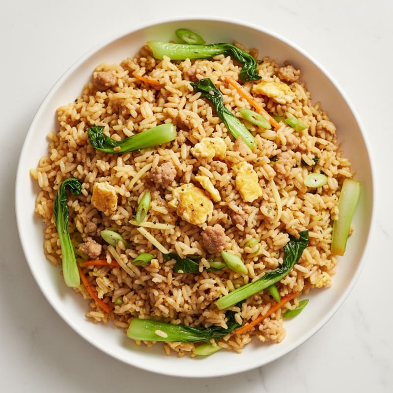 Chinese-Style Pork and Egg Fried Rice Skillet