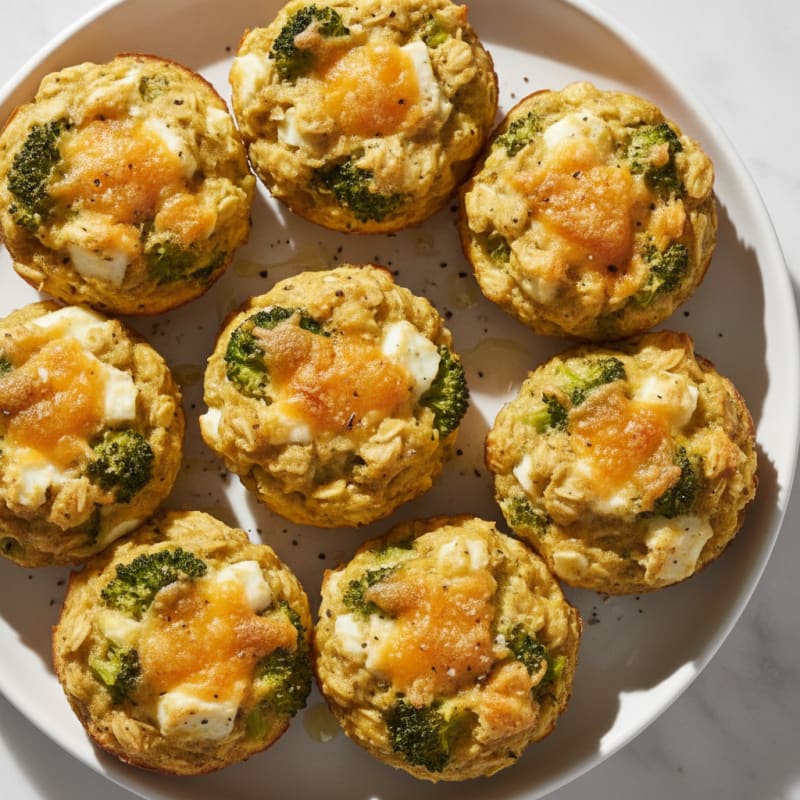 Baked Egg and Broccoli Oatmeal Bites
