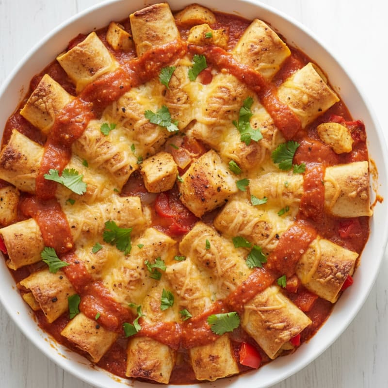 Creamy Chicken Enchilada Bake with Zesty Sauce
