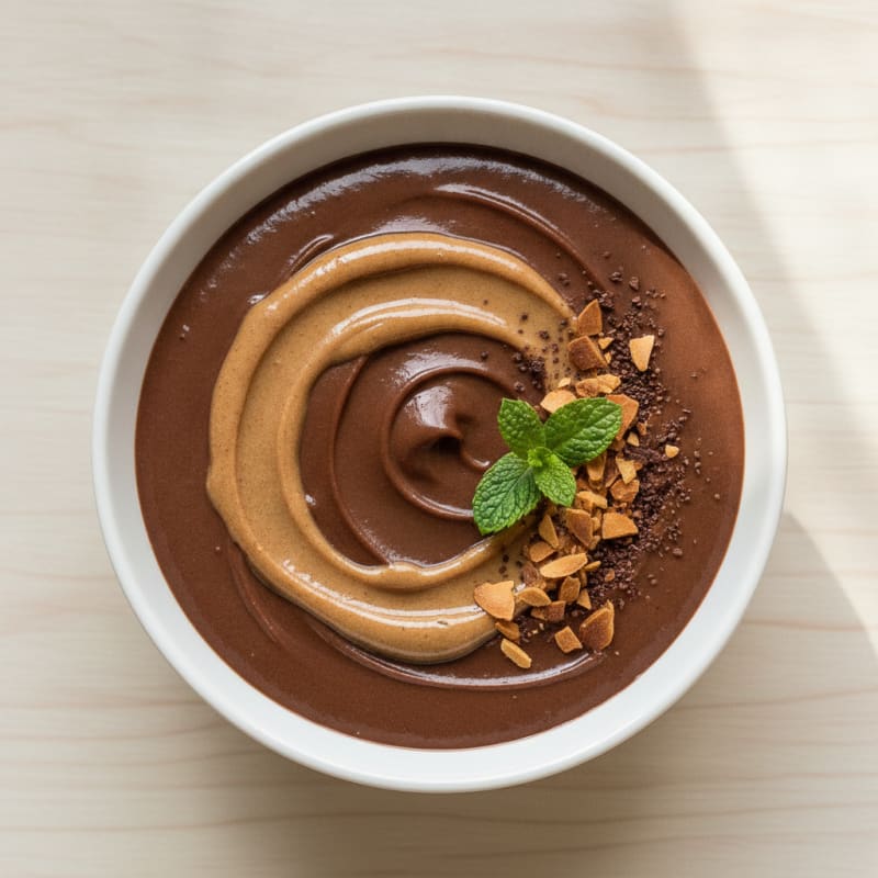 Silky Chocolate Protein Pudding with Almond Butter