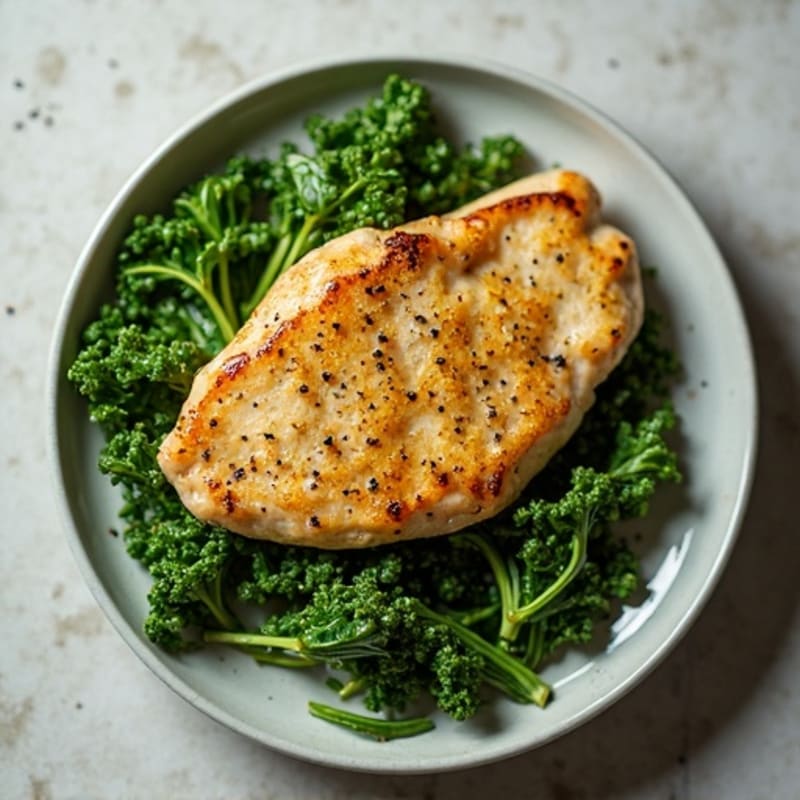 Lemon Garlic Pan-Seared Chicken with Sautéed Greens