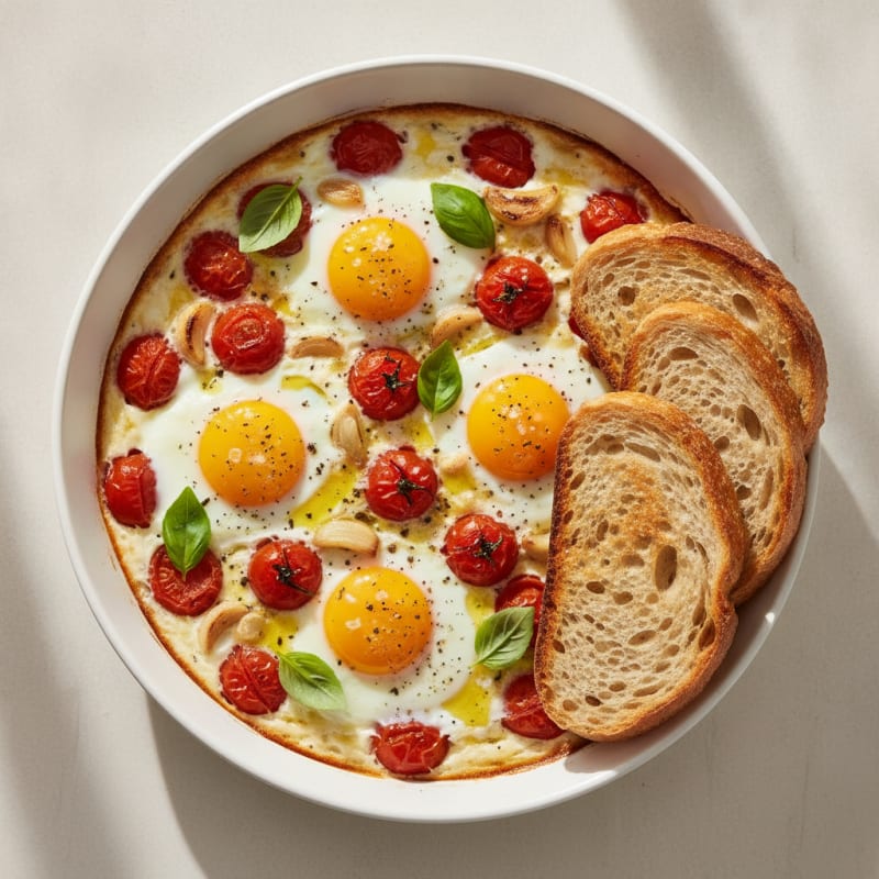 Baked Eggs with Burst Cherry Tomatoes