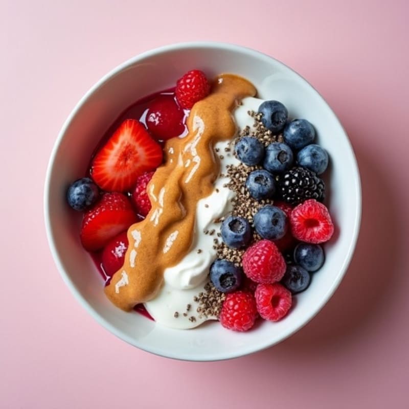 Greek Yogurt Power Bowl with Mixed Berries and Almond Butter
