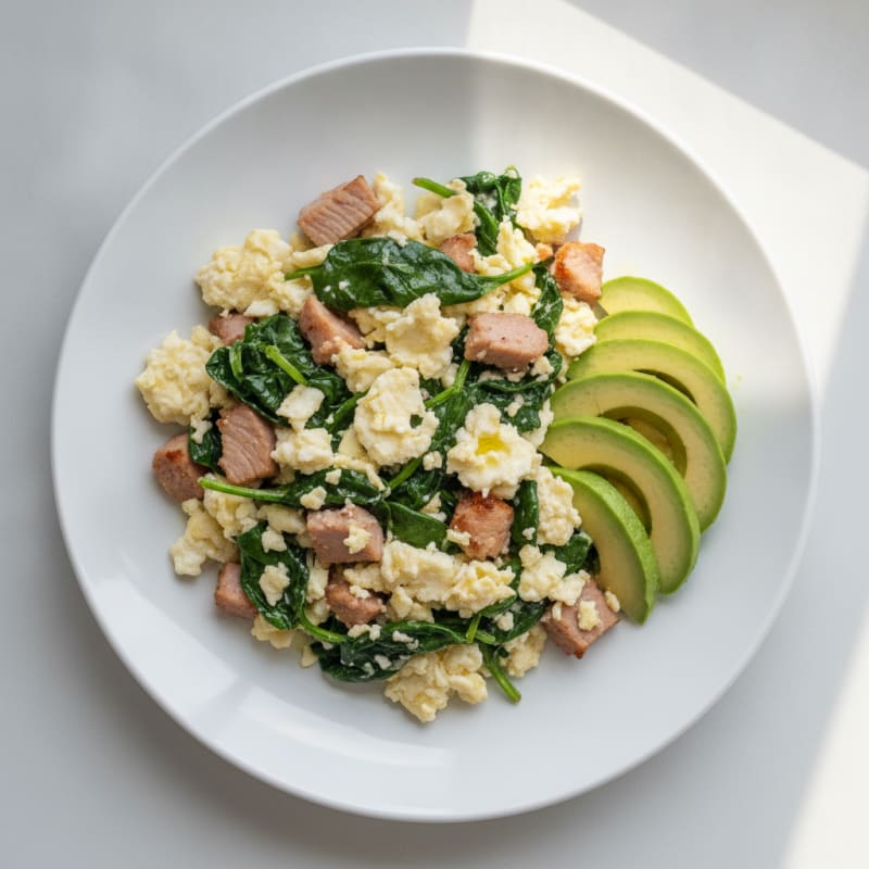 Egg White Scramble with Spinach and Smoked Turkey