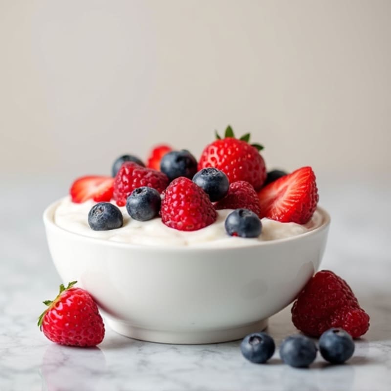 Greek Yogurt with Protein Powder and Fresh Berries