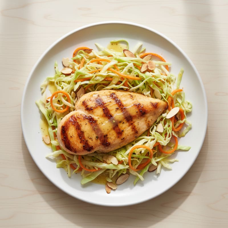 Grilled Chicken Breast with Crunchy Cabbage Slaw