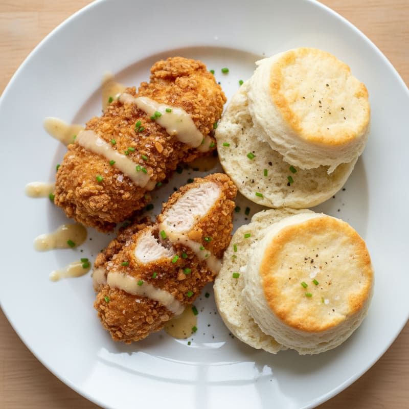 Buttermilk Fried Chicken and Fluffy Biscuits